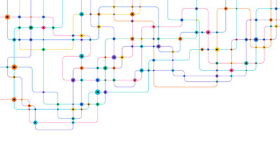 Circuit connect lines and dots. Network technology and Connection concept. Decentralized network nodes connections