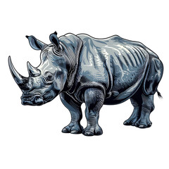 Fototapeta premium Black And White Drawing Rhino Illustration Art, Generative AI 