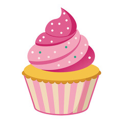 Illustration of Cupcake with pink cream 