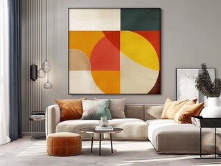 Contemporary Living Room with Statement Art Piece