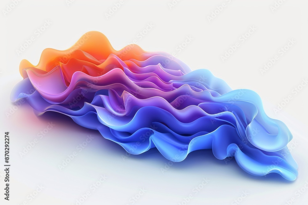 Poster abstract 3d render of colorful fluid shape on white background