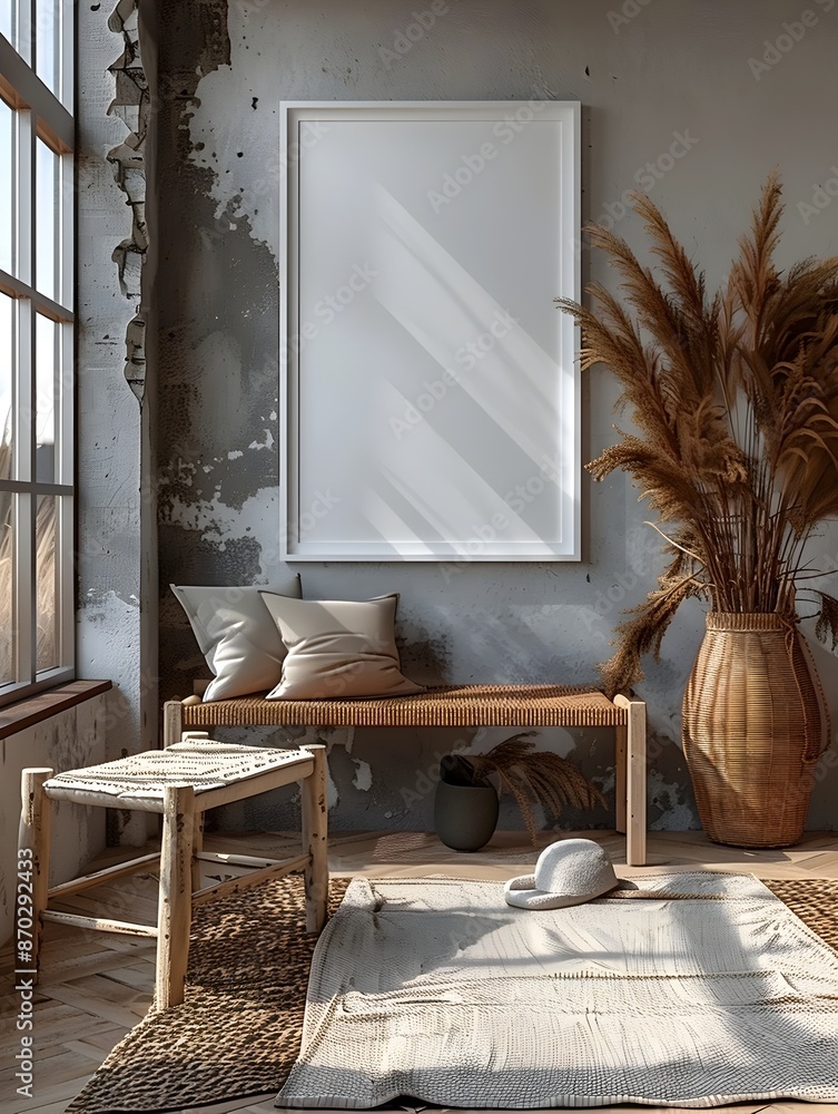 Poster minimalist scandinavian style entryway frame with abundant natural light clean lines neutral tones a