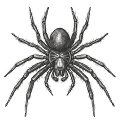 Obraz premium Black And White Drawing Spider Illustration Art, Generative AI