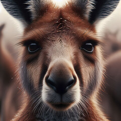 Fototapeta premium Close-Up of Kangaroo Head with Detailed Features on a Neutral Background