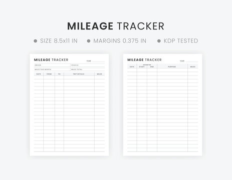 Mileage Tracker Printable, Work Trip Miles Tracker Template, Business Vehicle Mileage Log, Monthly Mileage Report Form