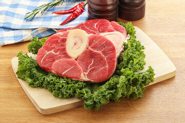 Raw ossobuco beef meat for cooking