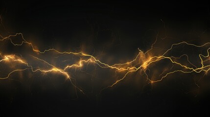 Golden Lightning Bolts on Black Background