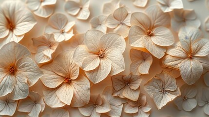 Beautiful Pale Hydrangea Petals Background - Generative AI