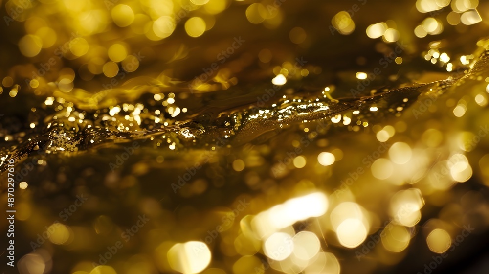 Aufkleber golden shimmering liquid flowing and splashing with mesmerizing glitter and sparkles