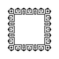 Ornamental Geometric Square Border Pattern Design with Symmetrical Shapes