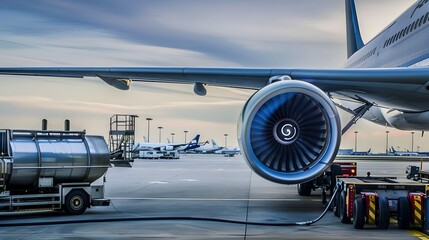 Commercial Airliner at Airport Runway Ready for Takeoff