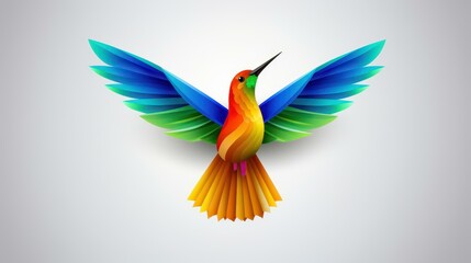 Obraz premium Stunning colibri paper art illustration featuring beautiful and colorful designs.