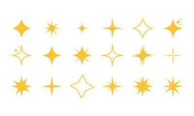 Retro futuristic sparkle icons collection. Set of star shapes. Abstract cool shine effect sign vector design. Templates for design, posters, projects, banners, logo, and business cards