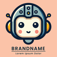 Playful and friendly robot logo with a cute and approachable design great for tech startups or educational products