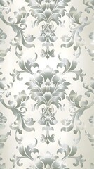 Fototapeta premium Sophisticated Floral Damask Pattern in Silver and White for Luxurious Backgrounds and Wedding Invitations