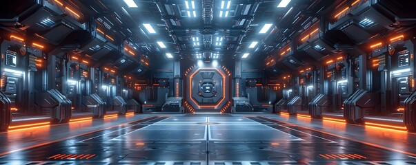 Futuristic Zero Gravity Sports Arena with Dramatic Lighting and High Tech Design