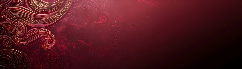 The rich burgundy background with embossed golden paisley pattern creates an elegant and luxurious aesthetic for this premium concept