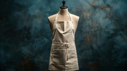 Beige Apron on Mannequin Against Artistic Background - Generative AI