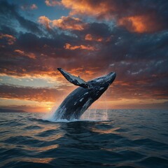 Fototapeta premium A hedgehog exploring a forest floor covered in colorful leaves. 