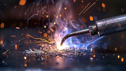 Welder working with steel welder in factory Production of metal structures and repair and construction services.