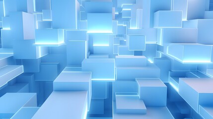 3d rendering of white and blue abstract geometric background. Scene for advertising, technology, showcase, banner, game, sport, cosmetic, business, metaverse. Sci-Fi Illustration. Product display