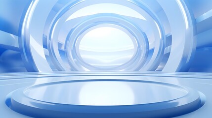 Fototapeta premium 3d rendering of white and blue abstract geometric background. Scene for advertising, technology, showcase, banner, game, sport, cosmetic, business, metaverse. Sci-Fi Illustration. Product display