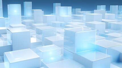 Obraz premium 3d rendering of white and blue abstract geometric background. Scene for advertising, technology, showcase, banner, game, sport, cosmetic, business, metaverse. Sci-Fi Illustration. Product display