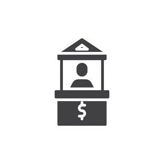 Bank teller window with a person vector icon