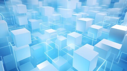Obraz premium 3d rendering of white and blue abstract geometric background. Scene for advertising, technology, showcase, banner, game, sport, cosmetic, business, metaverse. Sci-Fi Illustration. Product display