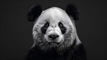 Obraz premium Template of Portrait of panda with a black background. 