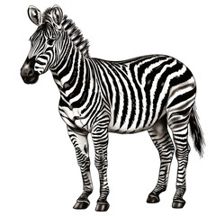 Fototapeta premium Black And White Drawing Zebra lllustration Art, Generative AI