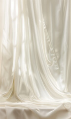 White silk fabric hanging on the wall