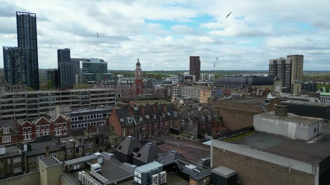 High Angle View of Buildings at Central West Croydon London City, England United Kingdom. April 24th, 2024