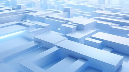 3d rendering of white and blue abstract geometric background. Scene for advertising, technology, showcase, banner, game, sport, cosmetic, business, metaverse. Sci-Fi Illustration. Product display
