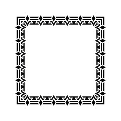 Ornamental Geometric Square Border Pattern Design with Symmetrical Shapes