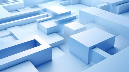 3d rendering of white and blue abstract geometric background. Scene for advertising, technology, showcase, banner, game, sport, cosmetic, business, metaverse. Sci-Fi Illustration. Product display