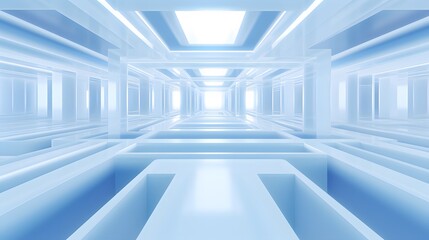 Fototapeta premium 3d rendering of white and blue abstract geometric background. Scene for advertising, technology, showcase, banner, game, sport, cosmetic, business, metaverse. Sci-Fi Illustration. Product display
