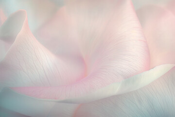 close-up of a delicate white with soft pink petal with intricate vein patterns on a soft, light background