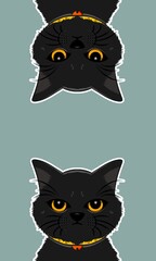 cute Illustration Black Cat Wallpaper