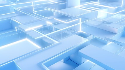 3d rendering of white and blue abstract geometric background. Scene for advertising, technology, showcase, banner, game, sport, cosmetic, business, metaverse. Sci-Fi Illustration. Product display