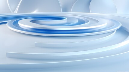 Obraz premium 3d rendering of white and blue abstract geometric background. Scene for advertising, technology, showcase, banner, game, sport, cosmetic, business, metaverse. Sci-Fi Illustration. Product display