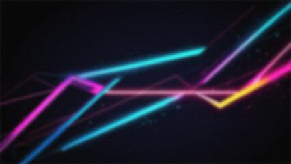 Abstract background of shiny neon lines with blur and noise effect on dark background