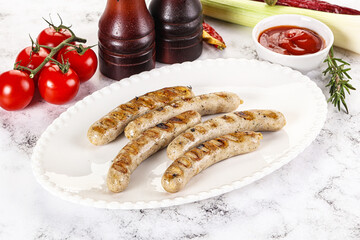 Grilled natural organick white sausages
