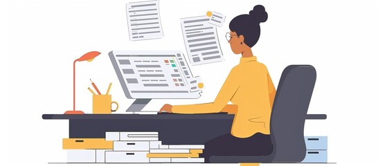 Finance officer processing payroll documents for a large corporation ensuring timely salary disbursement