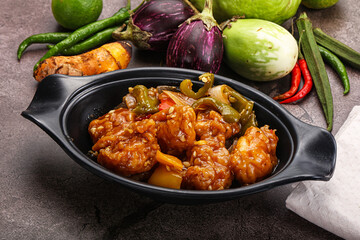 Chinese cuisine - prawn with chili sauce