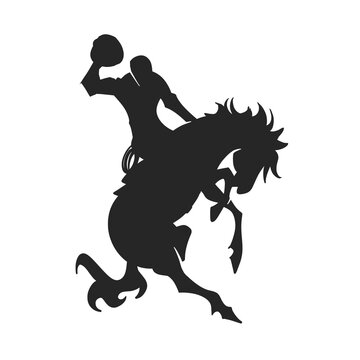 Silhouette of Cowboy Rodeo Rider Cartoon Vector