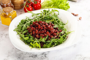 Red canned beans with arugula