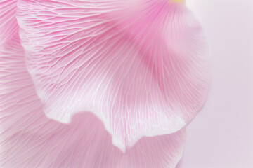close-up of a delicate white with soft pink petal with intricate vein patterns on a soft, light background