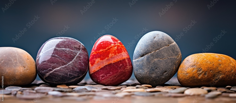 Aufkleber Macro photograph of a natural stone displaying a variety of colors against a backdrop with copy space image.