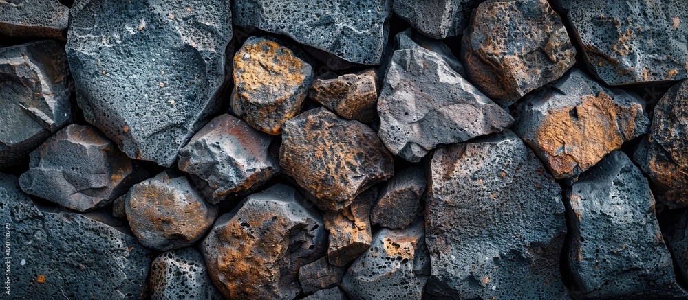 Aufkleber abstract background of andesite rock wall with volcanic stone texture. arranged rock fragments form 